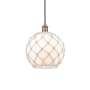 Innovations Lighting Farmhouse 10" Wide Pendant Antique Copper / White Glass / White Rope