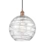Innovations Lighting Athens 12" Wide Pendant Antique Copper / Clear Deco Swirl