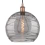 Innovations Lighting Athens Deco Swirl 14" Wide Cord-Hung Pendant Antique Copper / Light Smoke Deco Swirl