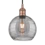 Innovations Lighting Athens Deco Swirl 8" Wide Cord-Hung Mini Pendant Antique Copper / Light Smoke Deco Swirl