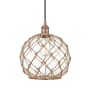 Innovations Lighting Farmhouse 10" Wide Pendant Antique Copper / Clear Glass with Brown Rope