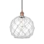 Innovations Lighting Farmhouse 10" Wide Pendant Antique Copper / Clear Glass / White Rope