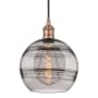 Innovations Lighting Rochester 10" Wide Cord-Hung Mini Pendant Antique Copper / Light Smoke