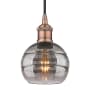Innovations Lighting Rochester 6" Wide Cord-Hung Mini Pendant Antique Copper / Light Smoke