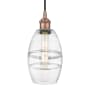 Innovations Lighting Vaz 6" Wide Cord-Hung Mini Pendant Antique Copper / Clear