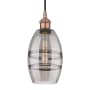 Innovations Lighting Vaz 6" Wide Cord-Hung Mini Pendant Antique Copper / Light Smoke