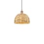 Innovations Lighting Woven Rattan 12" Wide Pendant Antique Copper / Natural