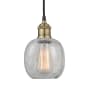Innovations Lighting Belfast 6" Wide Mini Pendant Black Antique Brass / Clear Crackle