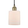 Innovations Lighting Cobbleskill 5" Wide Mini Pendant Black Antique Brass / Matte White