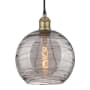 Innovations Lighting Athens Deco Swirl 10" Wide Cord-Hung Mini Pendant Black Antique Brass / Light Smoke Deco Swirl