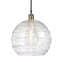 Innovations Lighting Athens 14" Wide Pendant Black Antique Brass / Clear Deco Swirl