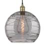 Innovations Lighting Athens Deco Swirl 14" Wide Cord-Hung Pendant Black Antique Brass / Light Smoke Deco Swirl