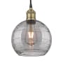 Innovations Lighting Athens Deco Swirl 8" Wide Cord-Hung Mini Pendant Black Antique Brass / Light Smoke Deco Swirl