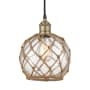 Innovations Lighting Edison 8" Wide Mini Pendant Black Antique Brass / Clear / Brown
