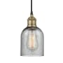 Innovations Lighting Caledonia 5" Wide Mini Pendant Black Antique Brass / Charcoal