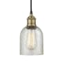 Innovations Lighting Caledonia 5" Wide Mini Pendant Black Antique Brass / Mica