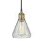Innovations Lighting Conesus 6" Wide Mini Pendant Black Antique Brass / Clear Crackle