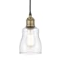 Innovations Lighting Ellery 5" Wide Mini Pendant Black Antique Brass / Clear