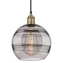 Innovations Lighting Rochester 10" Wide Cord-Hung Mini Pendant Black Antique Brass / Light Smoke