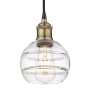 Innovations Lighting Rochester 6" Wide Cord-Hung Mini Pendant Black Antique Brass / Clear