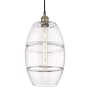 Innovations Lighting Vaz 10" Wide Cord-Hung Mini Pendant Black Antique Brass / Clear