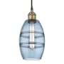 Innovations Lighting Vaz 6" Wide Cord-Hung Mini Pendant Black Antique Brass / Princess Blue