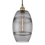 Innovations Lighting Vaz 8" Wide Cord-Hung Mini Pendant Black Antique Brass / Light Smoke