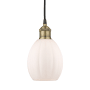 Innovations Lighting Eaton 6" Wide Mini Pendant Black Antique Brass / Matte White