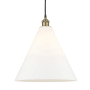 Innovations Lighting Edison Cone 16" Wide Pendant Black Antique Brass / Matte White