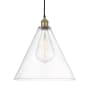 Innovations Lighting Edison Cone 16" Wide Pendant Black Antique Brass / Clear