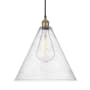Innovations Lighting Edison Cone 16" Wide Pendant Black Antique Brass / Seedy