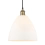 Innovations Lighting Edison Dome 12" Wide Pendant Black Antique Brass / Matte White