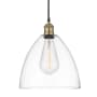 Innovations Lighting Edison Dome 12" Wide Pendant Black Antique Brass / Clear