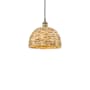 Innovations Lighting Woven Rattan 12" Wide Pendant Black Antique Brass / Natural
