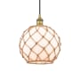 Innovations Lighting Farmhouse 10" Wide Pendant Brushed Brass / White Glass / Brown Rope