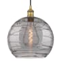 Innovations Lighting Athens Deco Swirl 14" Wide Cord-Hung Pendant Brushed Brass / Light Smoke Deco Swirl