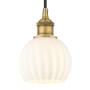 Innovations Lighting White Venetian 6" Wide Cord-Hung Mini Pendant Brushed Brass