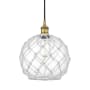 Innovations Lighting Farmhouse 10" Wide Pendant Brushed Brass / Clear Glass / White Rope