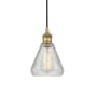 Innovations Lighting Conesus 6" Wide Mini Pendant Brushed Brass / Clear Crackle