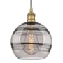 Innovations Lighting Rochester 10" Wide Cord-Hung Mini Pendant Brushed Brass / Light Smoke