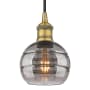 Innovations Lighting Rochester 6" Wide Cord-Hung Mini Pendant Brushed Brass / Light Smoke