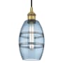 Innovations Lighting Vaz 6" Wide Cord-Hung Mini Pendant Brushed Brass / Princess Blue
