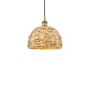 Innovations Lighting Woven Rattan 12" Wide Pendant Brushed Brass / Natural