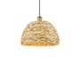 Innovations Lighting Woven Rattan 16" Wide Pendant Brushed Brass / Natural