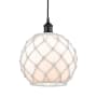 Innovations Lighting Farmhouse 10" Wide Pendant Matte Black / White Glass with White Rope