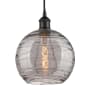 Innovations Lighting Athens Deco Swirl 10" Wide Cord-Hung Mini Pendant Matte Black / Light Smoke Deco Swirl