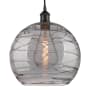 Innovations Lighting Athens Deco Swirl 14" Wide Cord-Hung Pendant Matte Black / Light Smoke Deco Swirl