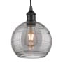 Innovations Lighting Athens Deco Swirl 8" Wide Cord-Hung Mini Pendant Matte Black / Light Smoke Deco Swirl
