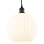 Innovations Lighting White Venetian 12" Wide Cord-Hung Pendant Matte Black