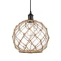 Innovations Lighting Farmhouse 10" Wide Pendant Matte Black / Clear Glass with Brown Rope